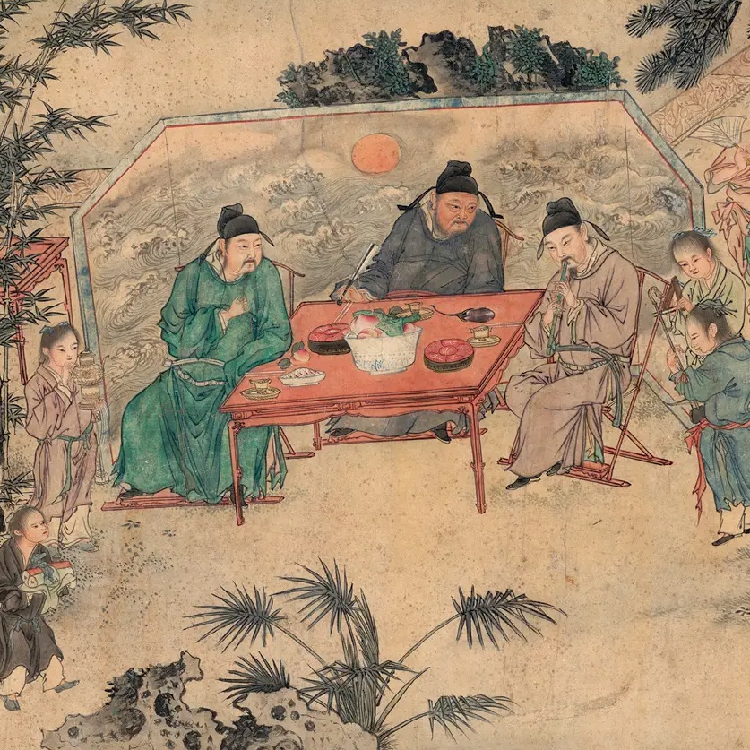 Деталь горизонтального свитка «Осенний банкет в Оленьем зале»